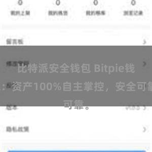 比特派安全钱包 Bitpie钱包：资产100%自主掌控，安全可靠。